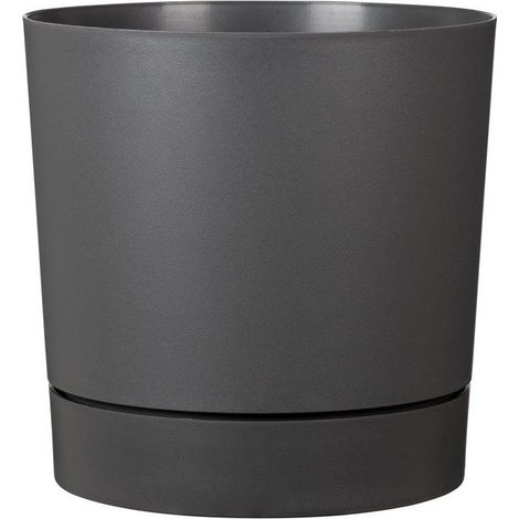 Vaso da fiori con riserva rotondo - GARDEN ID - Plano - Ø 29 - 14 L - H 29 cm - Grigio metallico (1/2)