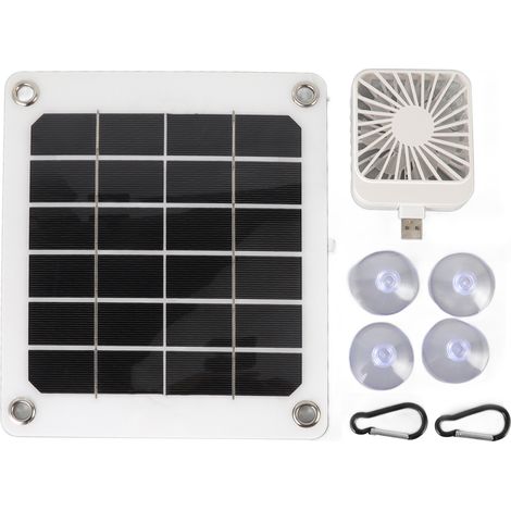 Panneau solaire portable 5V 20W avec prise USB, panneau solaire monocristallin et ventilateur de refroidissement de 10W