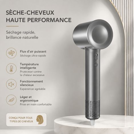 Sèche-cheveux haute vitesse 1600W ionique argenté 110V US en boîte standard argent 110v 35,5 × 18 × 9 cm 1,11 kg – Livraison gratuite