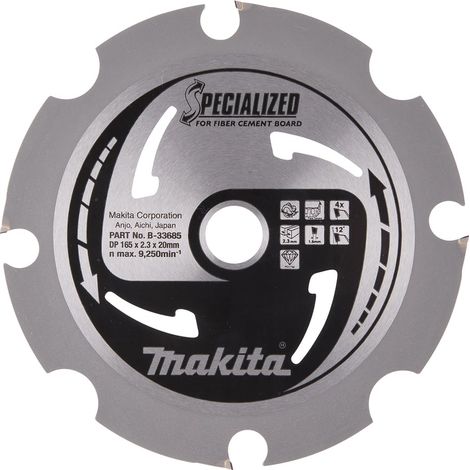 Makita B-33685 B-33685 Specialized Blade for Fibre Cement Board 165 x 20mm x 4T MAKB33685