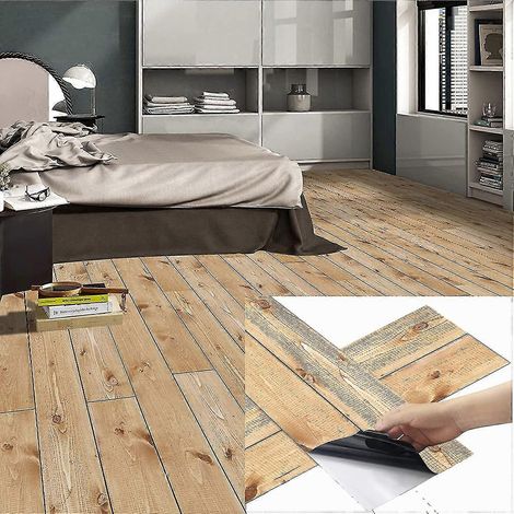 Autocollant pour carrelage imitation bois, autocollant pour carrelage étanche en PVC (20 x 300 cm = 0,6 pouce) (1/5)