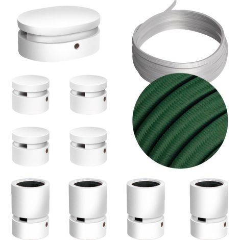 Sistema Filé Symmetric Kit - con cavo di 5 m per catenaria e 9 componenti in legno verniciato bianco per interni