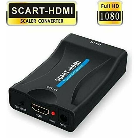 SCART-zu-HDMI-Adapter, 1080P SCART-zu-HDMI-Konverter mit USB-Stromkabel zum Anschluss von Set-Top-Box, DVD-Player, STB-Box