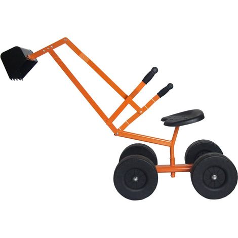 Sitzbagger mit schaufel kinderbagger aus metall sandbagger zum aufsitzen fur kinder ab 3 j orange