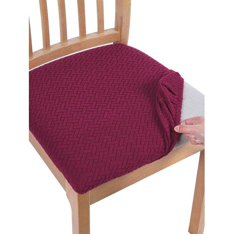 2 pièces Housse de coussin de chaise unie, protecteur de siège doux et confortable, pour décoration de chaises de salle à manger, cuisine, maison, antidérapant, couleur bourgogne (1/5)