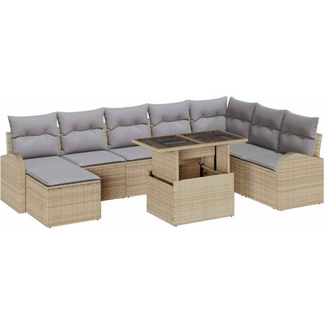 Garden Sofa Set 9 pcs Beige Poly rattan vidaXL (1/5)