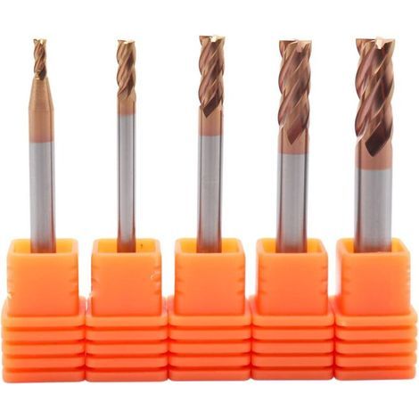 Set of carbide end mills, CNC square end mills D2 + 3 + 4 + 5 + 6 mm, carbide cutting tools, 5 pieces (2/3/4/5/6 mm) (1/5)
