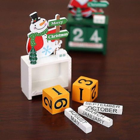 Calendrier de l'Avent en bois, bloc de bois, calendrier de bureau