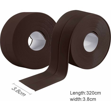 EASYCOMFORT 2 Rouleaux Bande Etancheite Autocollante Imperméable,PVC Ruban Adhesif de Scellage Mural,Douche,Toilette,Cuisine,Salle de Bains (Marron) (1/5)
