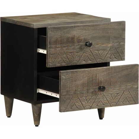 Table de chevet，Cabinet de chevet，Table de nuit gris clair 40x33x46 cm bois de manguier solide CFW960918 (1/5)