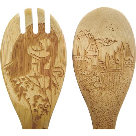 Ensemble de 5 cuillères en bois à motif Halloween, cadeau de pendaison de crémaillère, cuillères à égoutter antiadhésives, ensemble d'ustensiles en bambou (1/5)