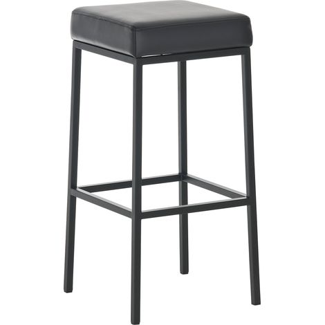 Tabouret de bar design moderne en synthétique noir pieds forme carré métal noir mat 100000627