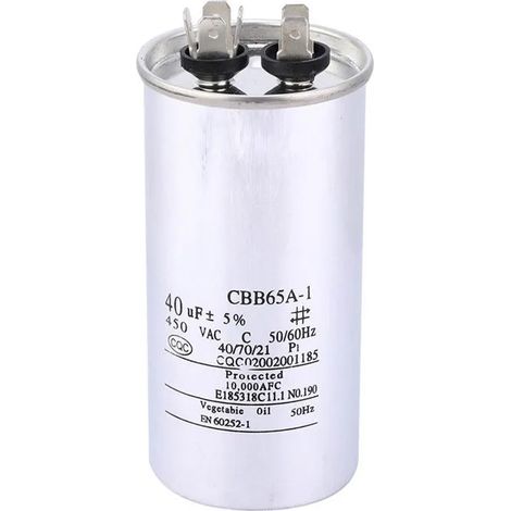 Condensateur CBB65 40UF 450V Condensateur de démarrage dair en feuille daluminium pour machine à laver à air conditionné (1/5)
