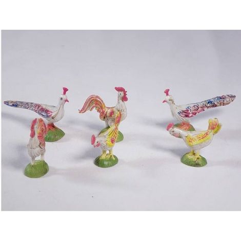 GALLINE PRESEPE MODELLISMO DECORAZIONI BERTONI CM 4.5-5 6 PEZZI
