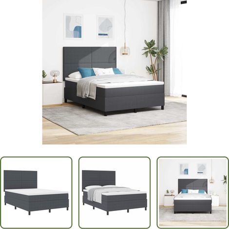 vidaXL Boxspringbett Holz - Boxspringbett Dunkelgrau und Weiß 160 x 200 cm Cordstoff (1/5)