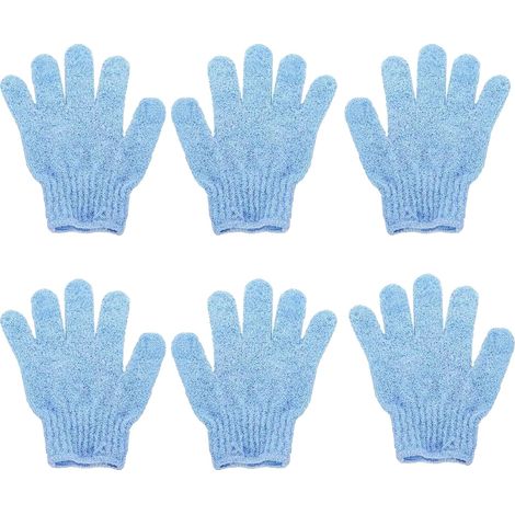 Guanti esfolianti per la doccia, scrub corpo, strumento per la pulizia, 6 pezzi blu (1/2)