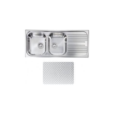 CM 010597SCSSX Atlantic Lavello da Incasso 2 Vasche con Gocciolatoio Acciaio Inox Antigraffio (116x50 cm) colore Acciaio inox (1/5)