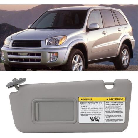 QORVA- Pare-soleil multifonctionnel avec miroir de maquillage pour RAV4 2004-2005 – Protection contre éblouissement et UV – Matériau ABS gris - 7432042420B0