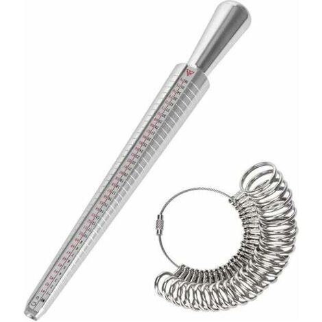Baguier Calibreur de 41 à 76 Mesure de Taille de Doigt Jauge Anneaux Outil de Bague avec 3 Echelles de Mesure (eu, us, uk)-Chrom (1/5)