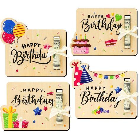 Pièces - Enveloppe Argent Anniversaire Pour Espèces - Bois - 13100,5 cm - Couleur Bois - Porte-Monnaie Pour Anniversaire - Décoration Pour Une Carte d'Anniversaire - Cadeau d'Anniversaire - Ornements (1/5)