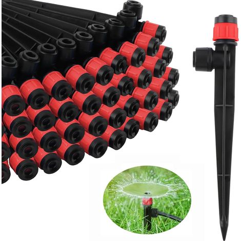 Goutteur Irrigation Réglable 360 Degrés - Lot De 50 - Plastique PP - Pour Tuyau 4mm/7mm - Jardin Et Serre - Rouge (1/5)