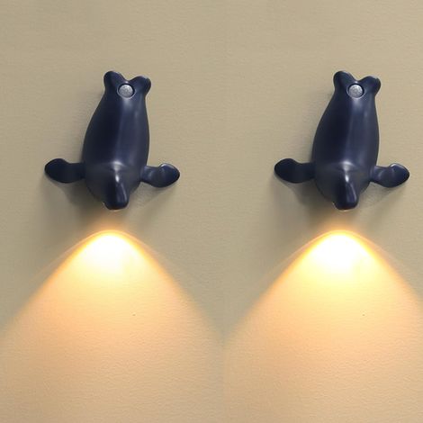 Applique murale, 2 pcs Lampe avec Capteur Animal Lion de Mer Applique Murale Lampe Murale Escalier Lumières USB Wall Lighting,