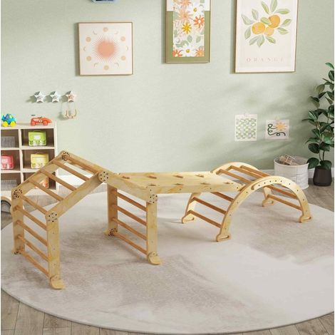 Estructura de psicomotricidad interior 9 en 1 de madera con tobogán y pizarra DESVIAE (1/5)