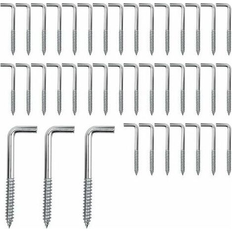 Lot de 40 crochets à visser 15mm – Acier galvanisé pour bois – Charge max 10kg – Installation rapide dans environnements humides (1/5)