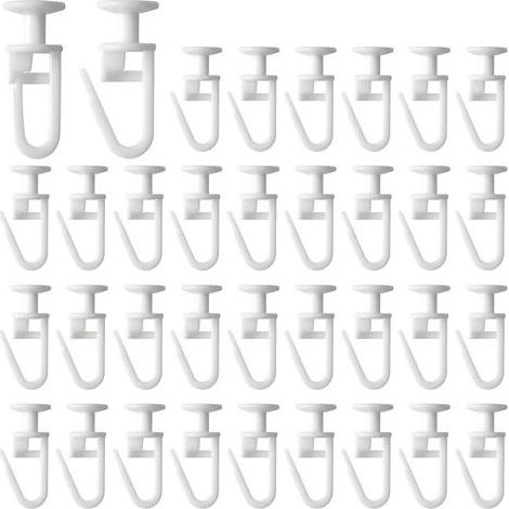 100 Pcs Coulissant Crochet de Rideau Rail Glisseur en Plastique, Crochets Coulissants Adapté aux Rideaux Glissants et Rideau de Douche, Compatible Tous Rails Métal et Plastique (1/5)