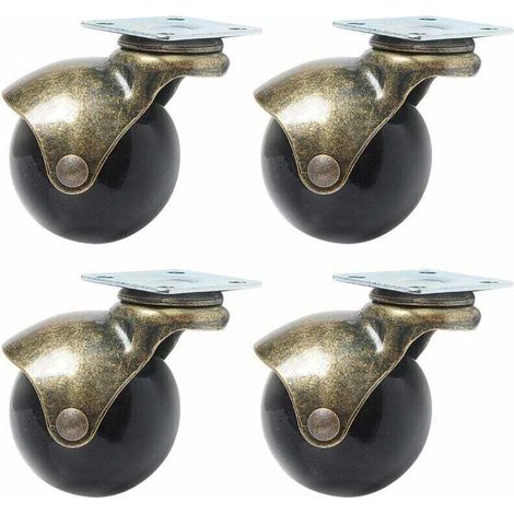 4 Pcs Roulettes Bronze à Billes pour Meubles Roue à Boule pour Meubles Diamètre 40mm (1/4)