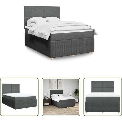 vidaXL Matelas à ressorts ensachés -  Sommier à lattes de lit avec matelas Gris foncé 140x190cm Tissu (1/5)