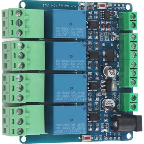 Module relais 4 canaux 12V – Haute précision entrée – Communication RS485/TTL – Pour automation et contrôle (1/5)