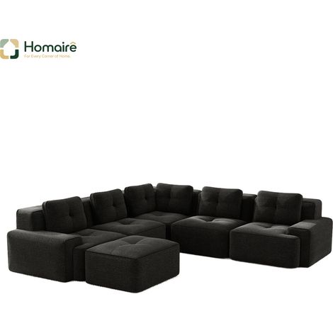 Sofa mit Modulen mit Armlehnen aus Cordstoff schwarz en Polyester 295 x 295 x 69 cm HOMAIRE (1/5)