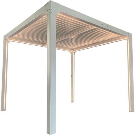 Pergola Bioclimatique de Jardin Gardiun Somerset 300x300x248 cm - 9m² Aluminium Blanc Autoportante  Éclairage LED y Lames Réglables Orientables (1/5)