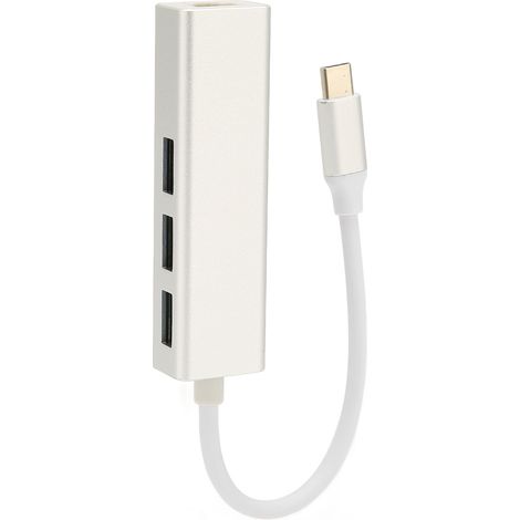 Adaptateur USB-C vers Ethernet RJ45, 3 ports USB 3.0, haut débit Gigabit, compatible Windows 7 et OS X (1/5)