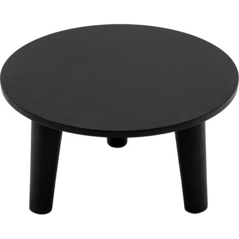 Holz Blumenteller rund 25 cm - schwarz - Holz Pflanzenhocker mit 3 Füßen