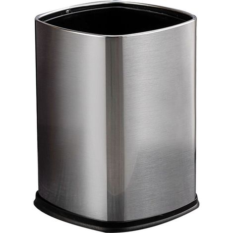 Cestino rettangolare da 12 litri in acciaio inox con coperchio rimovibile, contenitore per rifiuti, accessori e forniture per casa e ufficio.