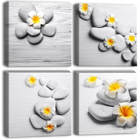 Artscope Leinwandbilder 4-teilig gelbe Blumen Moderne Wanddekoration 30x30 cm (1/5)