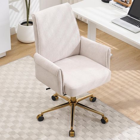 Fauteuil de bureau pivotant à hauteur réglable, avec dossier mi-haut, revêtement rayé et design ergonomique (1/5)
