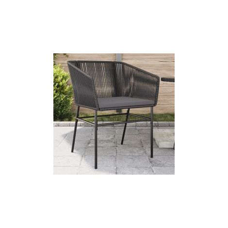 Chaises de jardin lot de 2 avec coussins noir résine tressée (1/5)