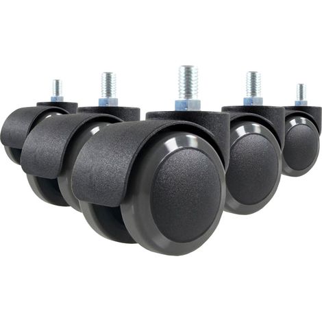 5 roulettes pour sols durs 50mm / Filetage M10, roulettes sols durs pour siège de bureau hjh OFFICE (1/2)