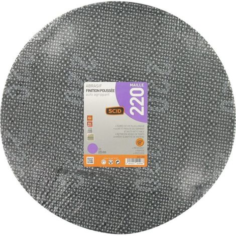 Disque à lamelles auto-agrippant Ø 225 mm – Grain 220 – Lot de 3 – Pour ponçage bois dur et teck – Scid