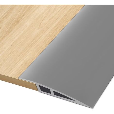 3M5CM Barre de Seuil Adhesive, Seuil de Porte Adhesif PVC, Barre de Seuil Rattrapage de Niveau pour Hauteur du Seuil 5mm 10mm, Rampe de Seuil Bandes de Transition Sol (Gris) (1/5)