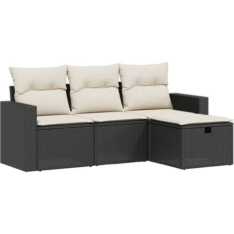 Maison Exclusive - 4-tlg. Garten-Sofagarnitur mit Kissen Schwarz