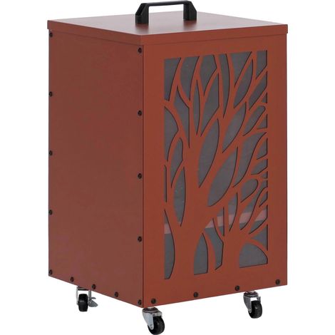 Contenitore per pellet albero HHG-266 stoccaggio pellet, con setaccio filtro e rotelle 64x36x36cm, color rame (1/5)