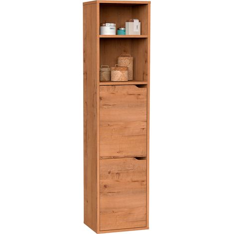 Briebe Aura Columna de Baño, Mueble Auxiliar, Armario Alto Estilo Moderno 150x36,5x30 cm Espacio Almacenaje Madera (1/5)