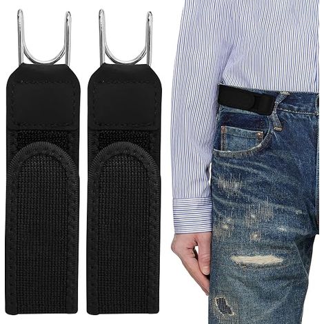 Set di 2 cinture flessibili con accessori in metallo e porta attrezzi per uomo. Cintura elastica senza fibbia, con gancio e sistema di fissaggio attrezzi, ideale per il lavoro. (1/5)