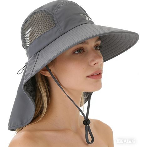 sun hat for women wide brim fishing hat UPF 50+ UV protection gardening hats with large neck flap (1/5)