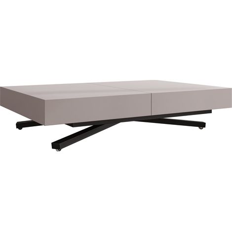 Mesa de centro convertible Oswego 176, Cachemira, 27x80x120cm, Diámetro: 0, Aglomerado laminado, Angular