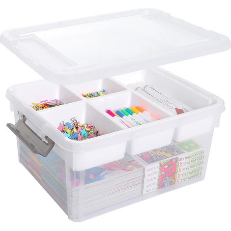 Boîte De Rangement En Plastique - 17 Qt - Avec Bac Amovible - Pour Loisirs Créatifs Couture Bricolage - 1 Pièce (1/5)